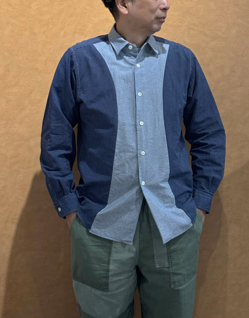 【予約商品】インディゴオックスのカーブラインシャツ